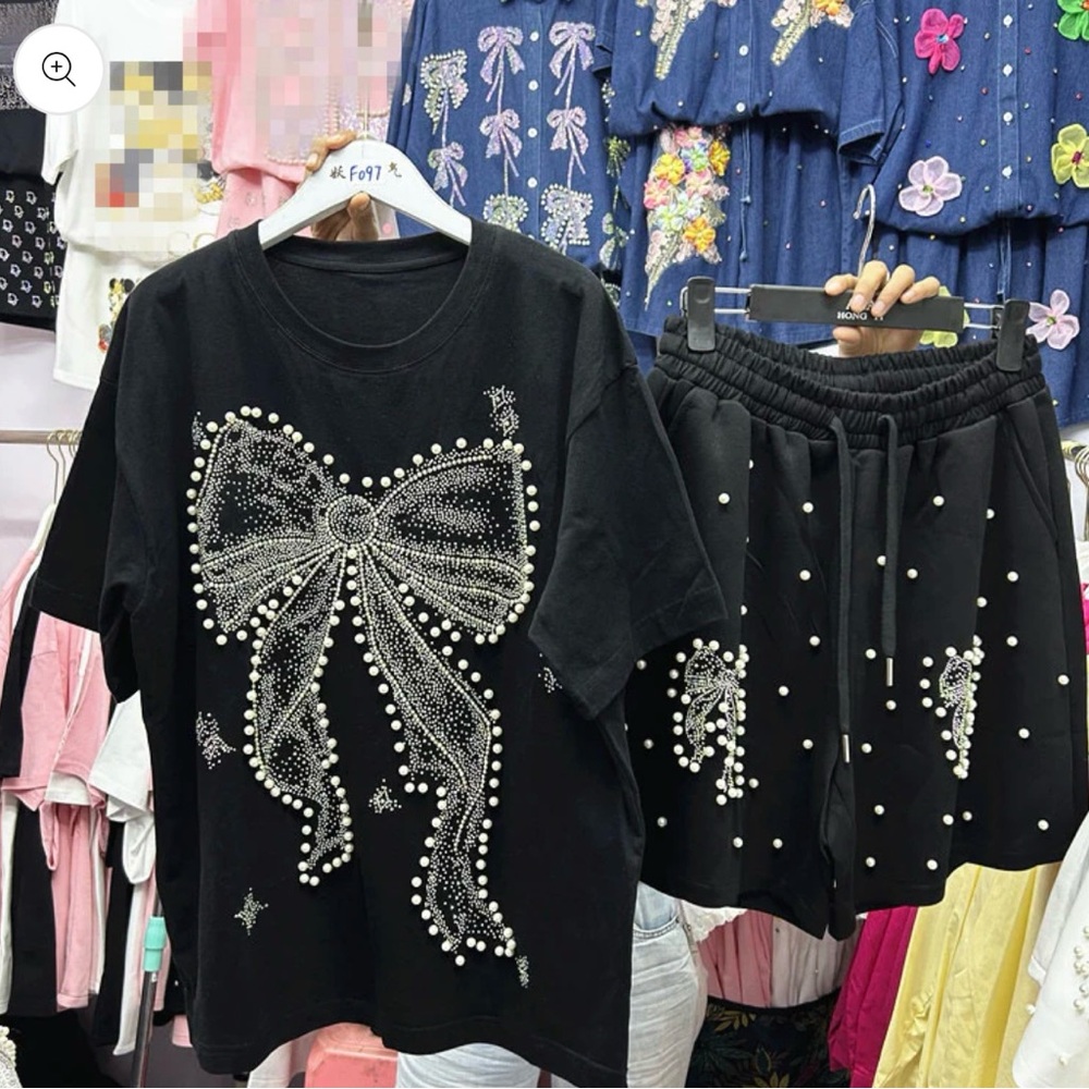 Black Embellished Women's Shorts